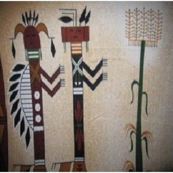 New Native Heritage Kachina Harvest Soft Gift Fleece Blanket 4 Characters Warm - Picture 2 of 5